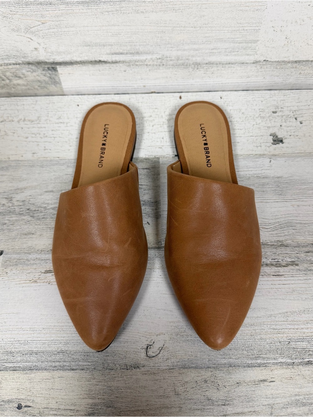 Lucky Brand Cognac Pointed Slip-On Mules